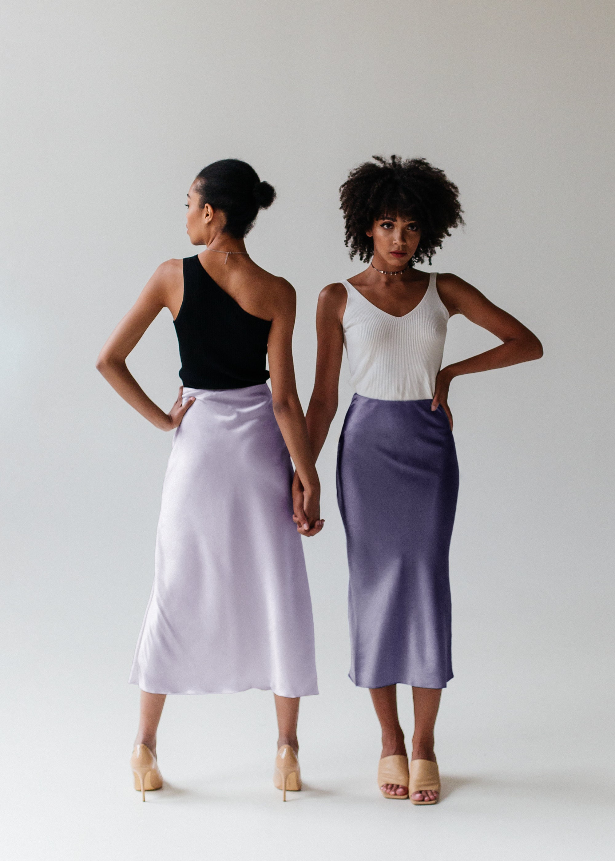 Silk Slip Skirt Lilac 100% Real Silk Slip Midi A-line Skirt
