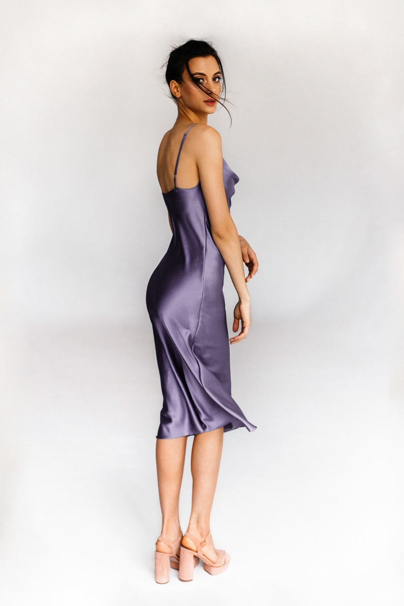 Silk slip dress midi bias cut Silk bridesmaid dress Lavander green silk satin dress Party dress Date dress bridesmaid style prom silk long