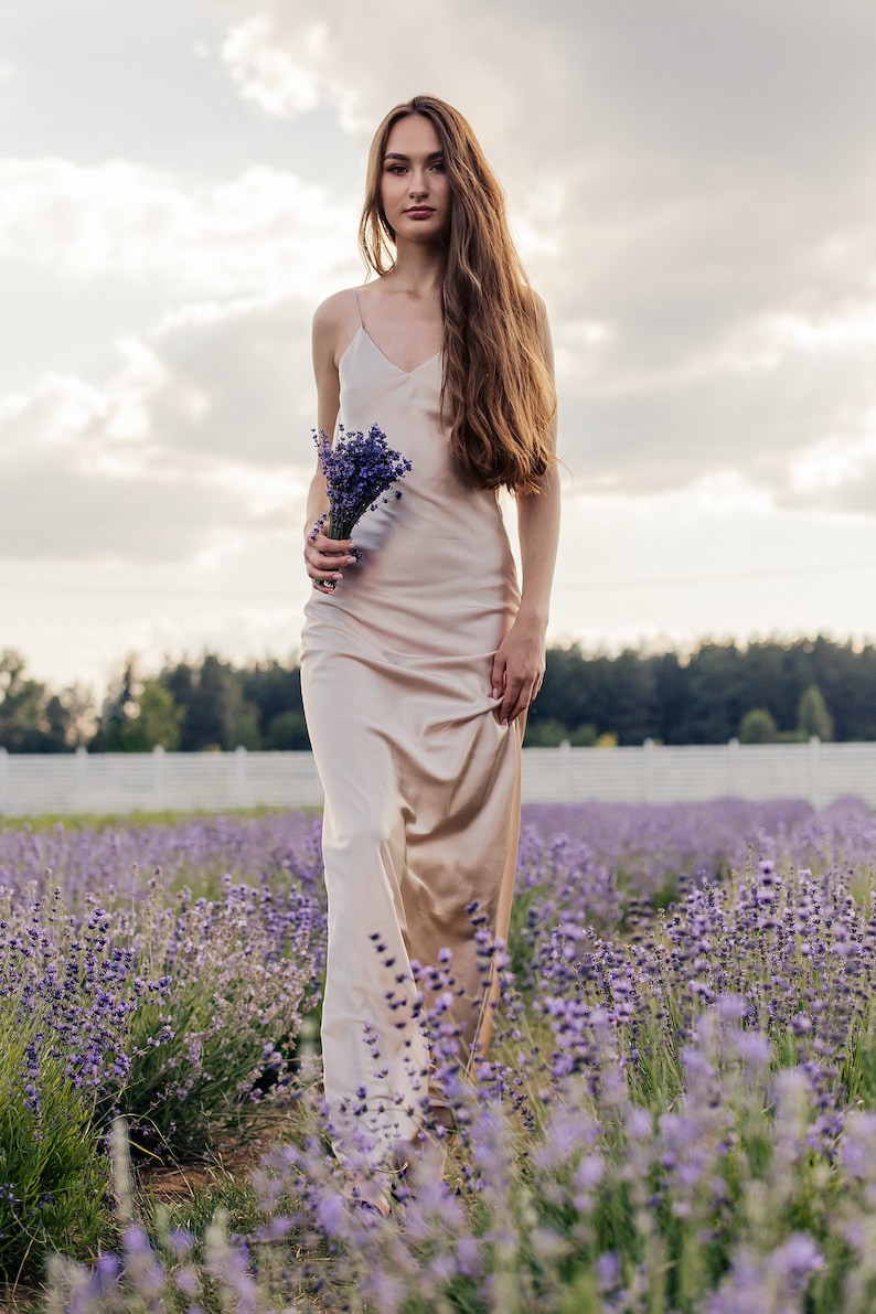 beige silk slip