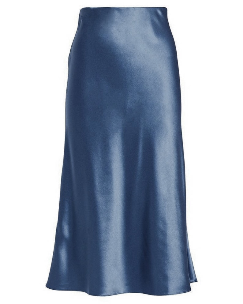 Slip silk skirt steel blue 100 real silk slip midi aline Etsy
