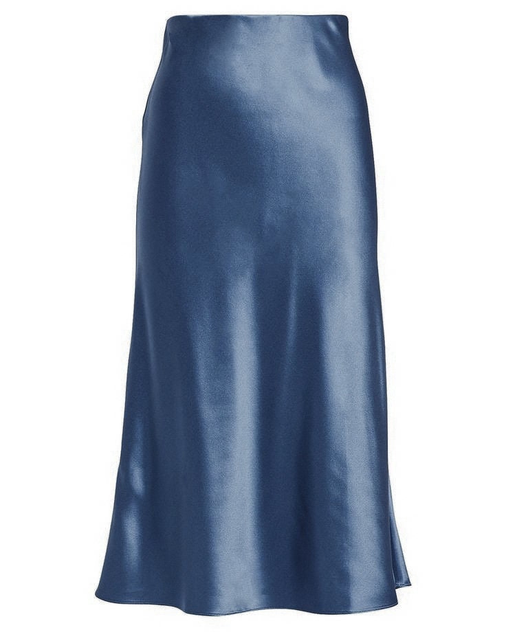 Slip Silk Skirt Steel Blue 100% Real Silk Slip Midi A-line - Etsy UK