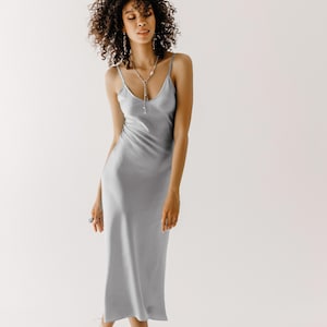 Grey satin dress hotsell