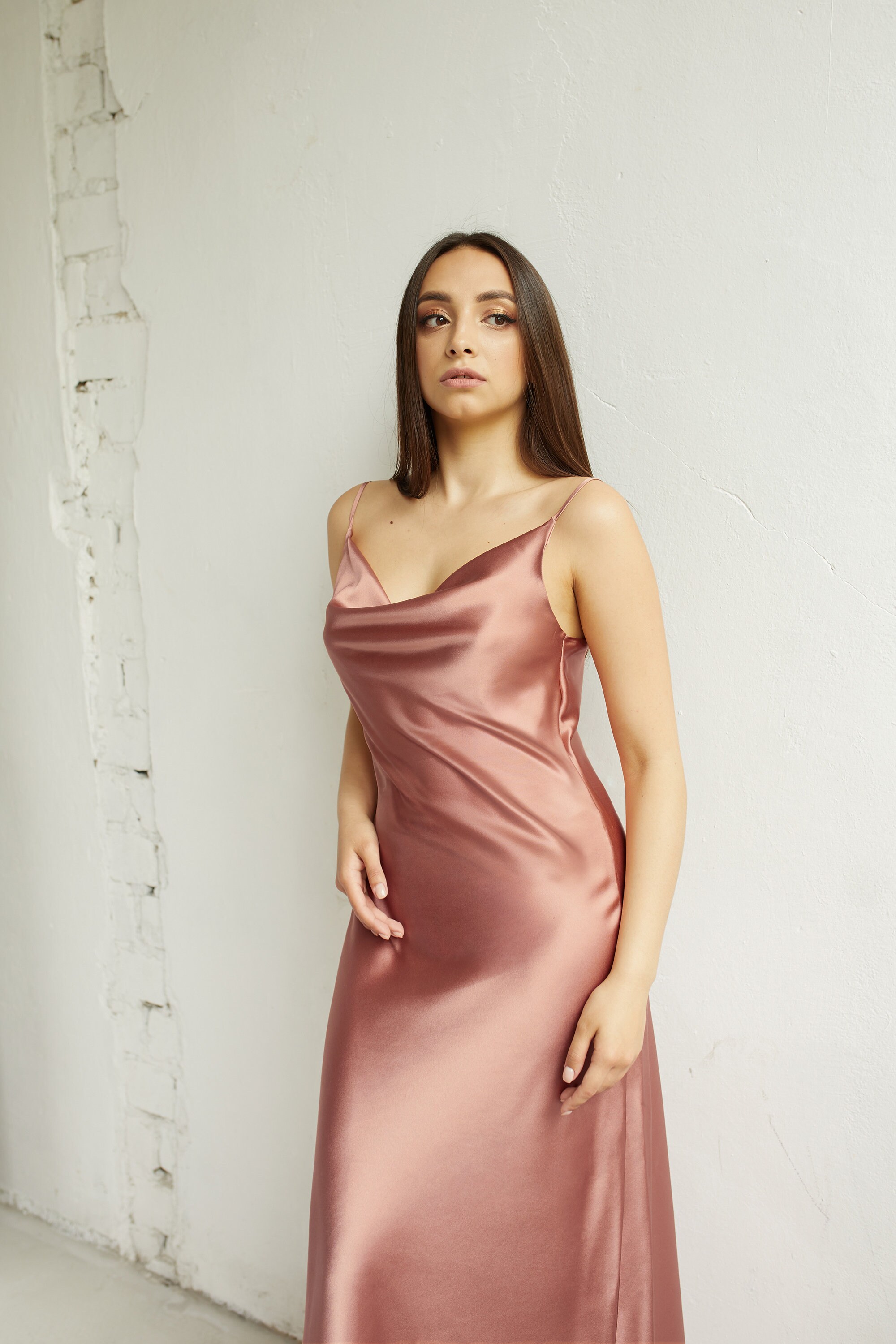 blush silk slip