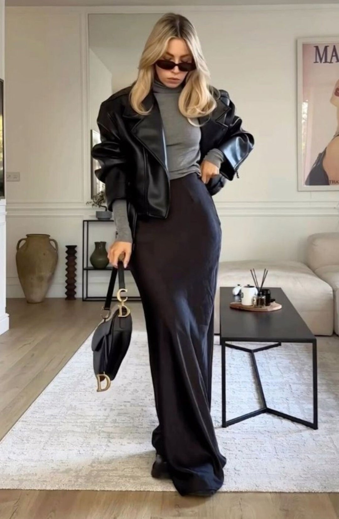 Kristina Ti Bicolor Silk Long Skirt