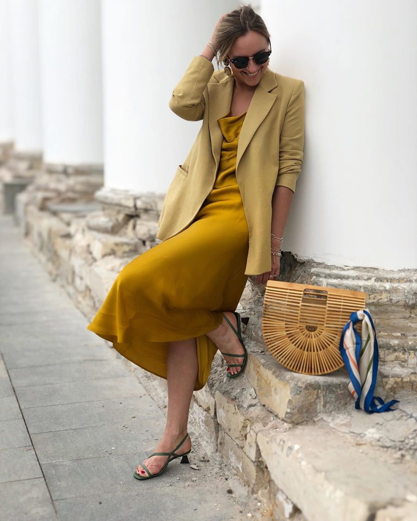 Yellow Mustard silk slip midi dress Silk slip trends dress Etsy