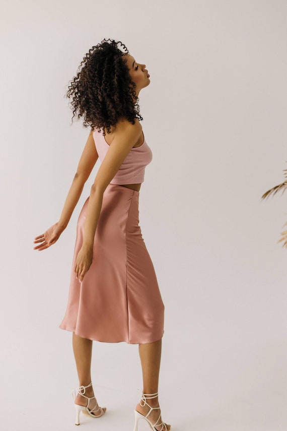 Satin midi top skirt warehouse
