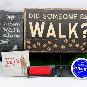 Dog Never Walk Alone Gift Box Did Someone Say Walk Sign Paw Print Socks Musher&#39;s Secret Women Dog Lovers Gifts for Women men