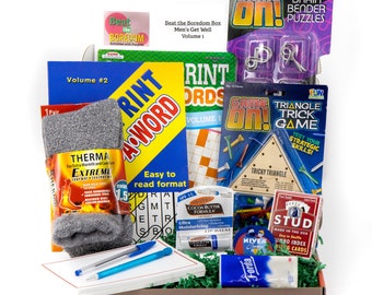 Get Well Soon Gift Box for Men: Brain Games, Puzzles, Socks, NO FOOD