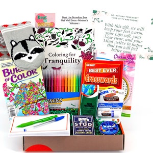 Get Well Gifts for Women Beat the Boredom Box Non Food Gift Basket with Get Well Message