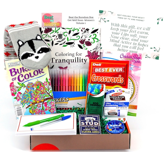 Get Well Gifts for Women Beat the Boredom Box Non Food Gift Basket With Get  Well Message 