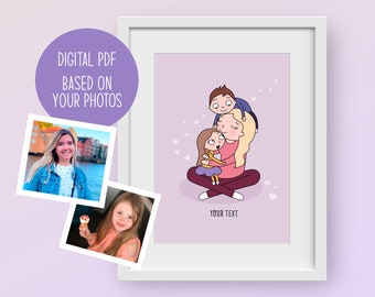 Custom Baby Announcement illustrationShower giftPersonalized husband and wifecouple art printpregnant illustrationmom to be gift