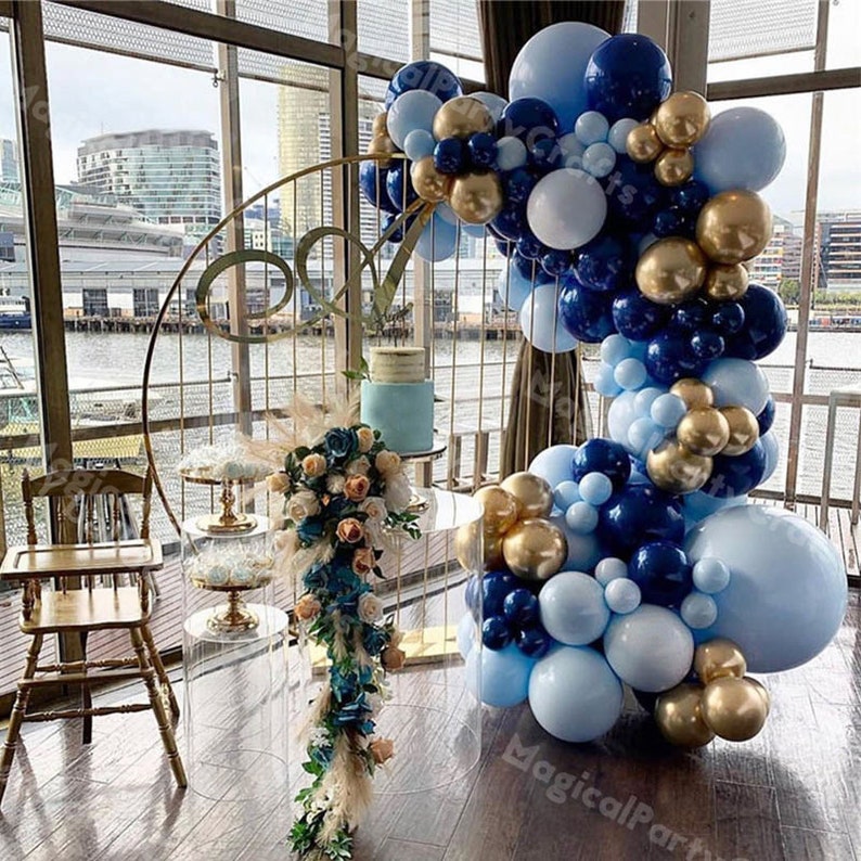 115pcs Navy Blue Balloon Garland Kit Chrome Gold Maca Blue Etsy