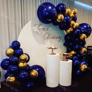 80 pcs Chrome Or Confetti Perle Bleu Marine Ballons Etsy Canada
