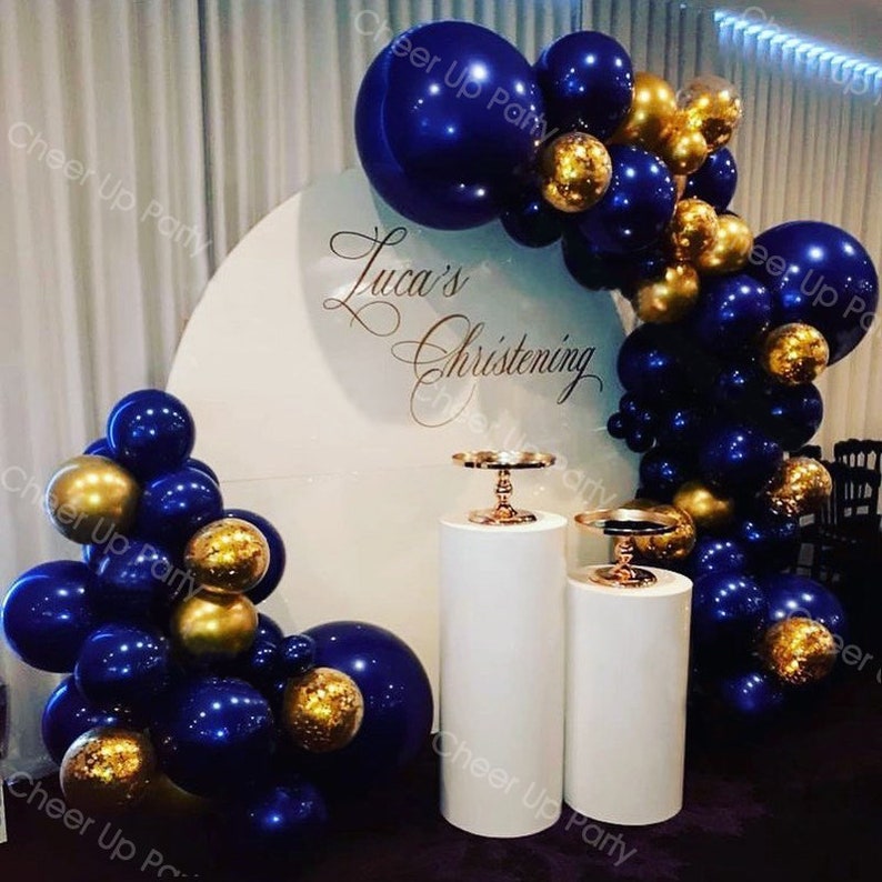 80pcs DIY Navy blue gold confetti balloon garland kit Chrome Etsy