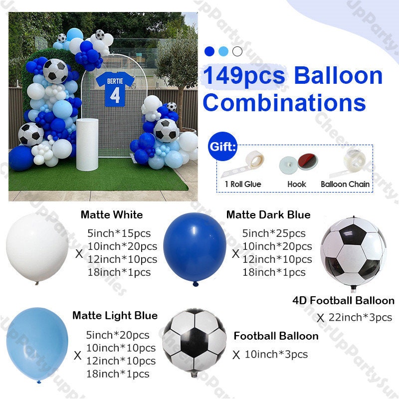 149pcs Football Balloon Garland Blue White Soccer Balloons Etsy