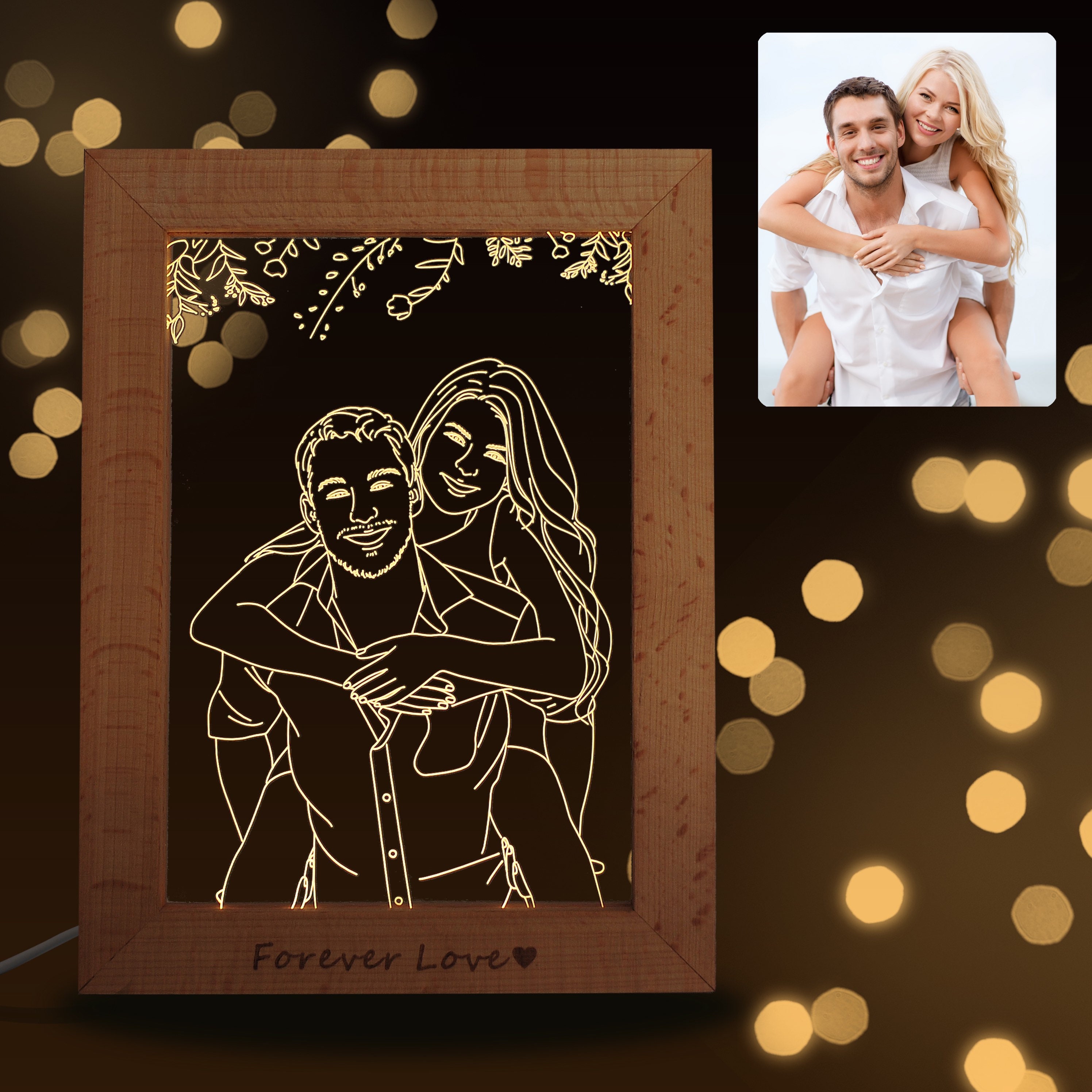 Custom Wooden Photo Frame LED Night Lamp Creative Gift Photo Etsy