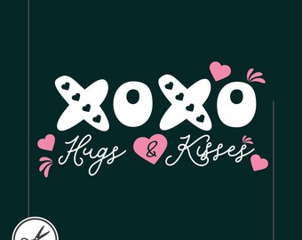 Hugs n Kisses, Heart- XOXO Heart, Instant Heart Download, Hand Lettered Heart  SVG, SVG Files, Cricut Cut Files, Silhouette Cut Files,Print