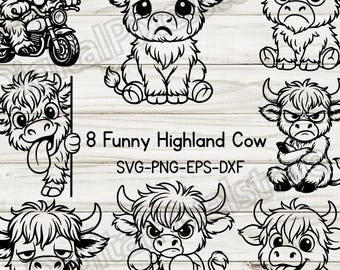 Highland Cow SVG: Funny Farm Animal Clipart (Digital Download)