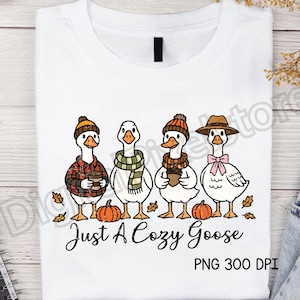 Cozy Goose PNG: Autumn Vibes, Pumpkin Design (Digital Download)