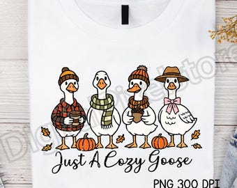 Cozy Goose PNG: Autumn Vibes, Pumpkin Design (Digital Download)