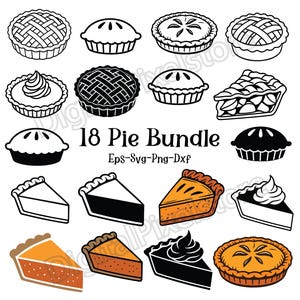 Paj SVG-filpaket: Äpple, pumpa, Thanksgiving-mat (digital nedladdning)