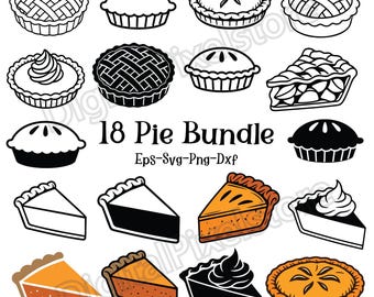 Pie SVG Files Bundle: Apple, Pumpkin, Thanksgiving Food (Digital Download)