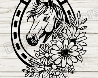 Floral Horseshoe SVG: Cricut & Silhouette Cut File (Digital Download