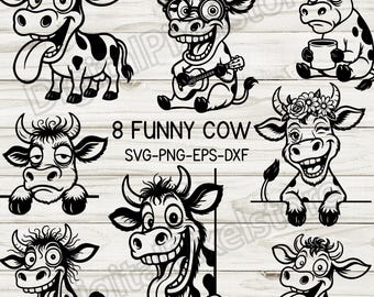 Funny Cow SVG Bundle: Farm Animal Cut Files (Digital Download)