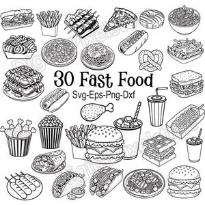 Fast Food SVG Bundle: Burger, Pizza, Fries - Cut Files (Digital Download)