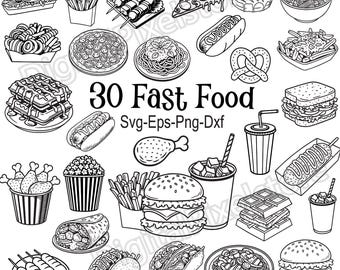 Fast Food SVG Bundle: Burger, Pizza, Fries - Cut Files (Digital Download)