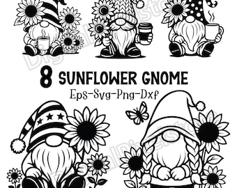 Sunflower Gnome SVG: Cricut & Silhouette Cut File (Digital Download)