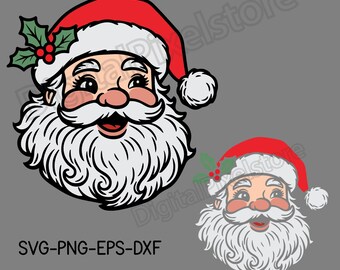 Red Santa Claus Svg Png, Vintage christmas shirt designs, Christmas Clipart, (Digital Download)