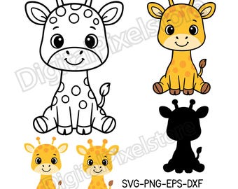 Giraffe SVG: Safari Animals Outline, Clipart, Silhouette, Cut File for Cricut(Digital Download)