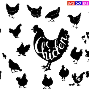 Bundle de svg de poulet, svg de poulet, svg de poulet drôle, silhouette de poulet, fichiers de coupe de poulet, svg de poule, cricut de poulet, vecteur de poulet, clipart de poulet