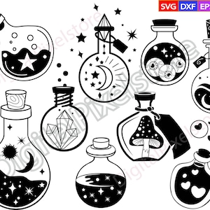Toverdrank fles svg, Halloween svg, Witches Bottle SVG, Witchy svg, heks drankjes svg, silhouet svg-bestanden voor Cricut, digitale download, png