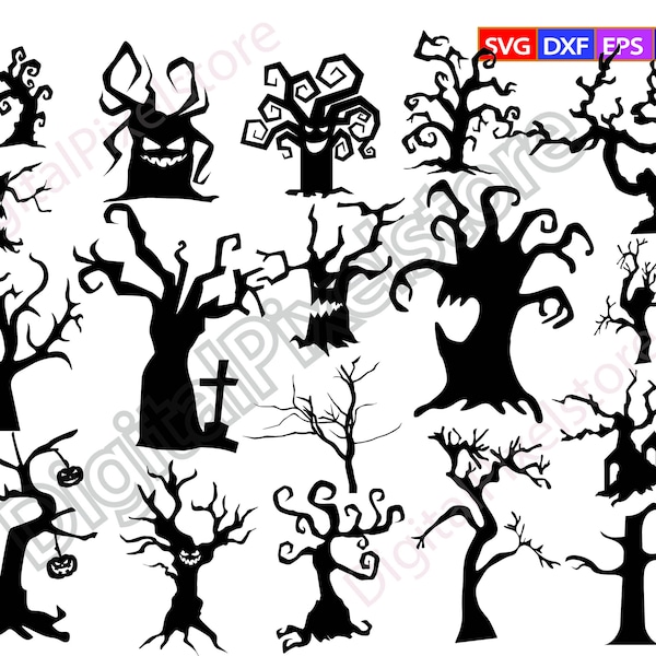 halloween tree svg,halloween Tree Silhouettes Bundle SVG,Halloween Trees Clipart,Dead Tree Cut File,Scary Tree Printable,halloween trees png