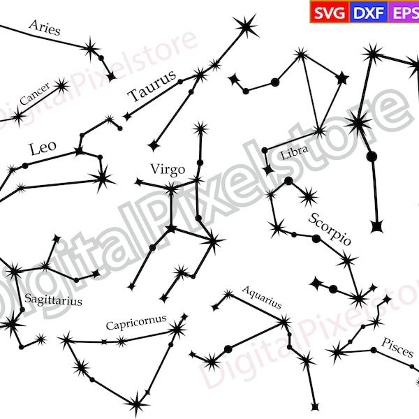 Star zodiac constellation svg,Zodiac svg,Horoscope svg,Zodiac png,Astrology svg,Star zodiac svg,constellation svg,silhouette file for cricut