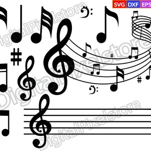 Note musicali Svg, Note musicali SVG, Silhouette nota musicale, Pacchetto Svg nota musicale, Musica Svg, Clipart note musicali, Png, Eps, Vettore, Download digitale