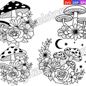 Floral Mushroom SVG,Flower mushroom svg,Magical Mushroom SVG,Celestial Mushroom Svg,mushroom shirt svg,Mushroom Svg,Png,Eps,Digital Download