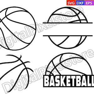 Basket-ball contour SVG, basket-ball SVG, basket-ball monogramme SVG, signe de nom de basket-ball, Silhouette, Png, Eps, téléchargement numérique