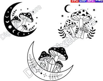 Magic mushroom svg,Mushrooms SVG,Crystal Mushroom SVG,Witchy Mushroom Svg,Mystical mushroom,moon phases svg,Witchy svg shirt design,Png,Eps