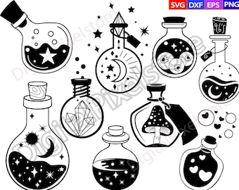 Witch Potion Bottle SVG: Halloween Silhouette Files (Digital Download)