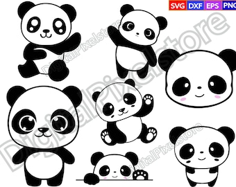 Cute Panda Svg,Panda svg,Panda svg bundle,panda head svg,Panda monogram svg,Panda Silhouette for Cricut,Panda Png,Vector,INSTANT Download