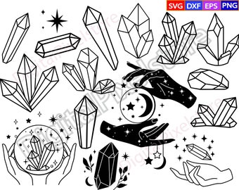 Crystal Svg Bundle,Magic Crystals SVG Files,Crystal Svg,Celestial svg,Crystal Silhouette,Crystal Cricut,Rock Crystal svg,Gemstone svg,vector