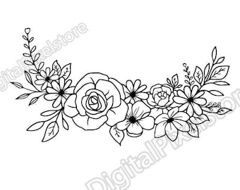 Floral Border SVG: Flower Bouquet, Wedding Decoration (Digital Download)