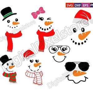 Cute Snowman Svg,Snowman Faces Svg,Christmas Snowman svg,Christmas svg, Svg files for Cricut,Silhouette,Png,Vector,INSTANT Download