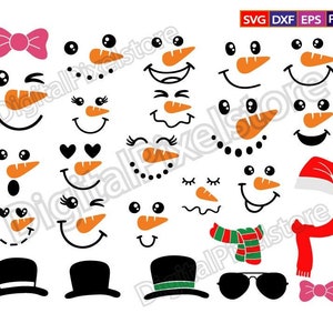 Snowman Faces Svg,Snowman Svg,Christmas Snowman svg,Christmas svg bundle,Svg file for Cricut,Silhouette,Png,Vector,INSTANT Download