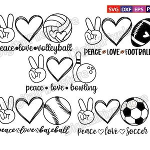 Peace love sports svg,peace love svg bundle,Peace Love Baseball,Peace Love Volleyball, Peace Love Soccer,Peace Love Bowling,Peace love svg