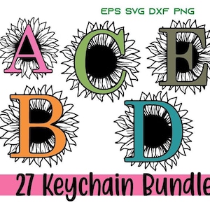 Sonnenblume Alphabet Schlüsselanhänger svg, Schlüsselanhänger Bundle svg, Schlüsselbund svg, runde Schlüsselanhänger svg, Kreis Schlüsselanhänger, Schlüsselanhänger Design, rundes Muster svg
