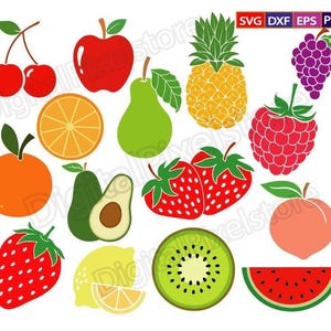 Fruit Bundle SVG,Fruit SVG,Orange,Apple,Pineapple,Pear,Grapes,Strawberry,Cherries,Fruit Clipart,Kiwi fruit,Lemon,Avocado,watermelon,Png,Eps